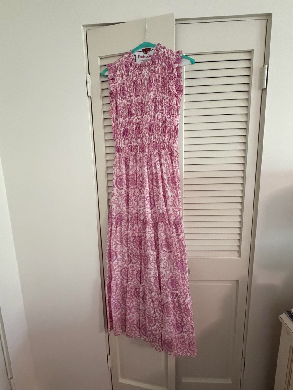 Oliphant Pink Smocked Floral Maxi Dress